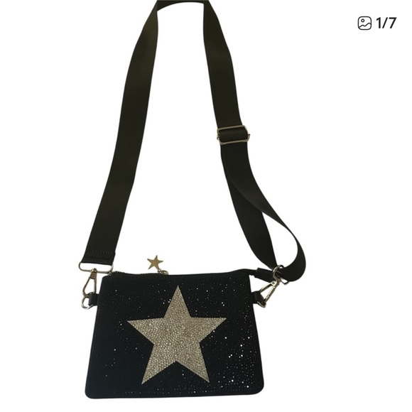 Vintage Havana Handbags - Vintage Havana Black Crossbody Bag with Gold Star Accent